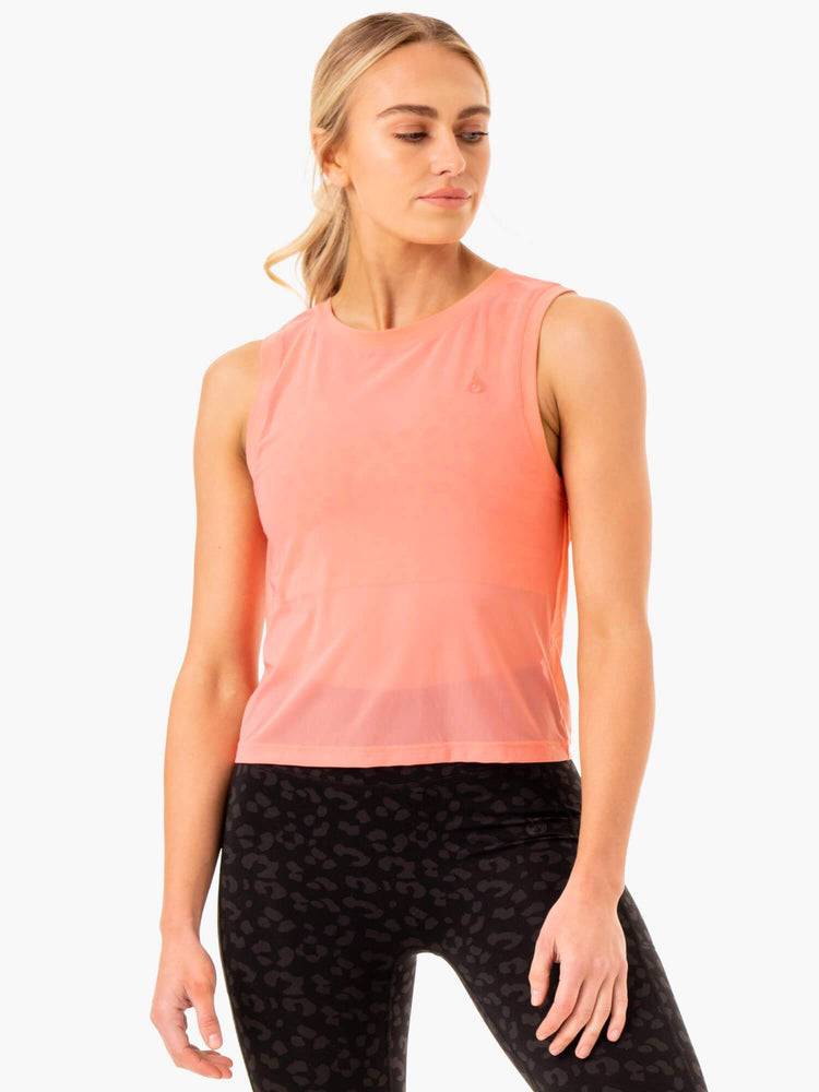 Podkoszulki Damskie Ryderwear Women Tanks Ultra Mesh Koralowe | PL1242VD