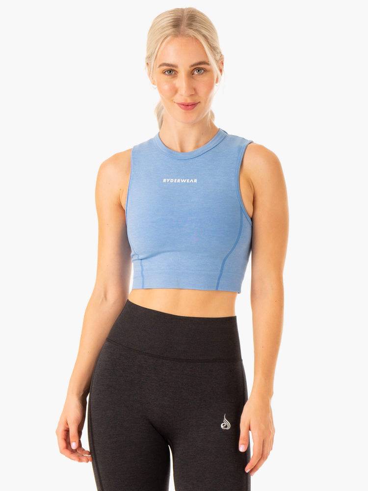 Podkoszulki Damskie Ryderwear Women Tanks Enhance Seamless Niebieskie | PL1246QZ