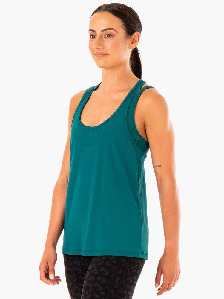 Podkoszulki Damskie Ryderwear Women Tanks Evolution Racer Back Turkusowe | PL1261HK