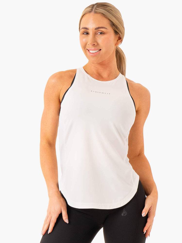 Podkoszulki Damskie Ryderwear Women Tanks Elite Mesh Treningowe Białe | PL1270NB