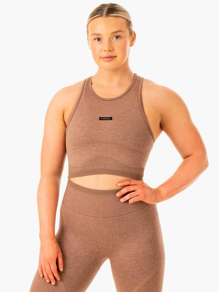 Podkoszulki Damskie Ryderwear Women Tanks Excel Seamless Beżowe | PL1282AP