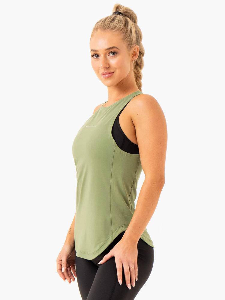 Podkoszulki Damskie Ryderwear Women Tanks Elite Mesh Treningowe Oliwkowe Zielone | PL1286GL