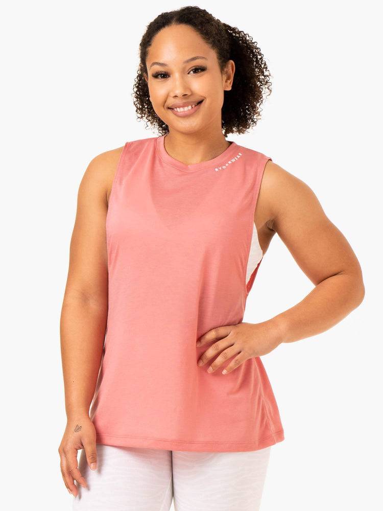 Podkoszulki Damskie Ryderwear Women Tanks Emerge Treningowe Różowe | PL1287HK