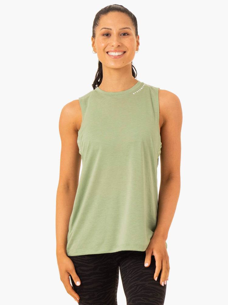 Podkoszulki Damskie Ryderwear Women Tanks Emerge Treningowe Zielone | PL1295BC