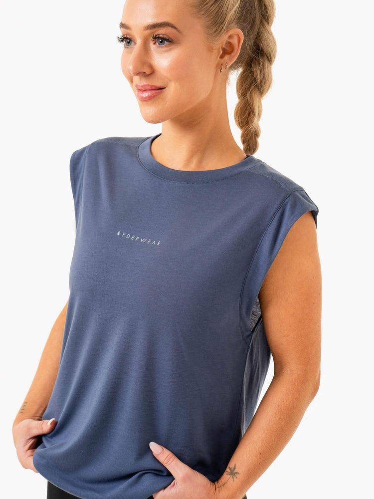 Podkoszulki Damskie Ryderwear Women Tanks Element Szerokie Cut Szare Niebieskie | PL1302TV