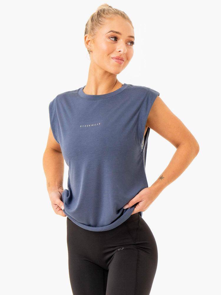 Podkoszulki Damskie Ryderwear Women Tanks Element Szerokie Cut Szare Niebieskie | PL1302TV