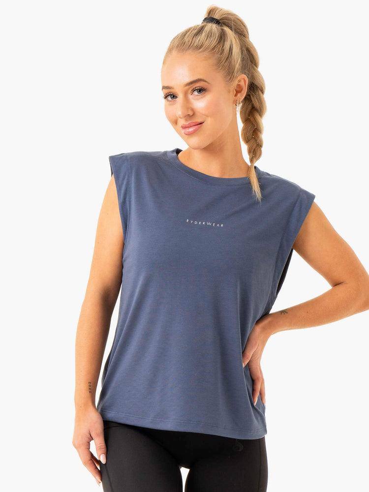 Podkoszulki Damskie Ryderwear Women Tanks Element Szerokie Cut Szare Niebieskie | PL1302TV