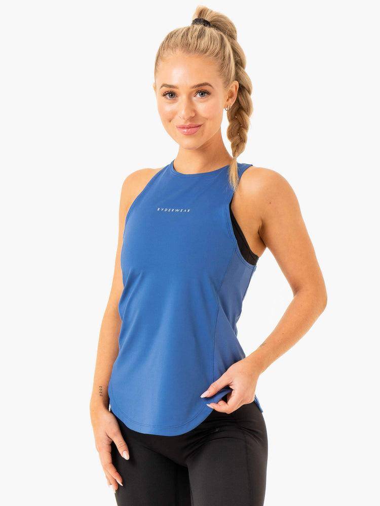 Podkoszulki Damskie Ryderwear Women Tanks Elite Mesh Treningowe Jasny Niebieskie | PL1304UT