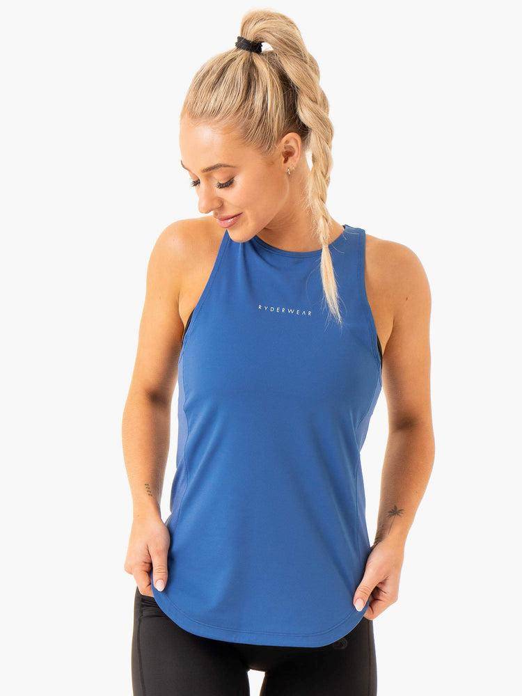 Podkoszulki Damskie Ryderwear Women Tanks Elite Mesh Treningowe Jasny Niebieskie | PL1304UT