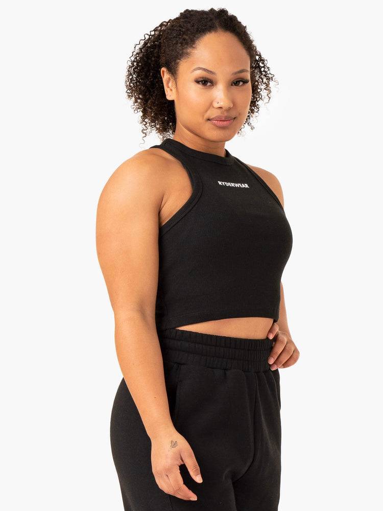 Podkoszulki Damskie Ryderwear Women Tanks Sideline Rib Crop Czarne | PL1306OR