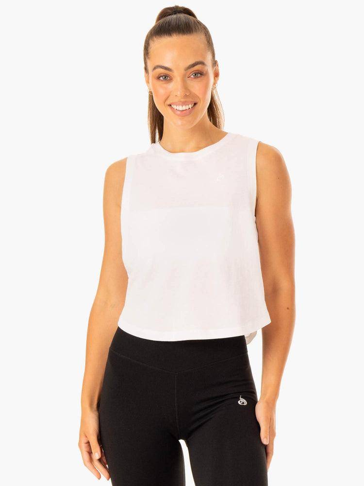 Podkoszulki Damskie Ryderwear Women Tanks Flow Scoop Białe | PL1310DN