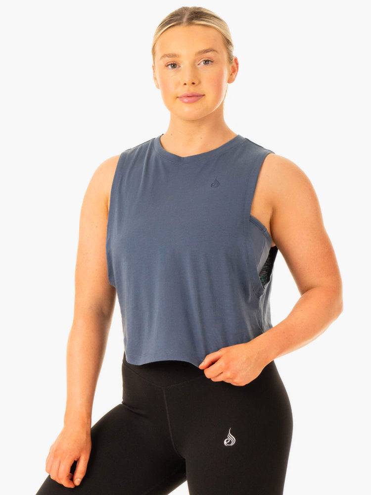 Podkoszulki Damskie Ryderwear Women Tanks Flow Scoop Szare Niebieskie | PL1311FM