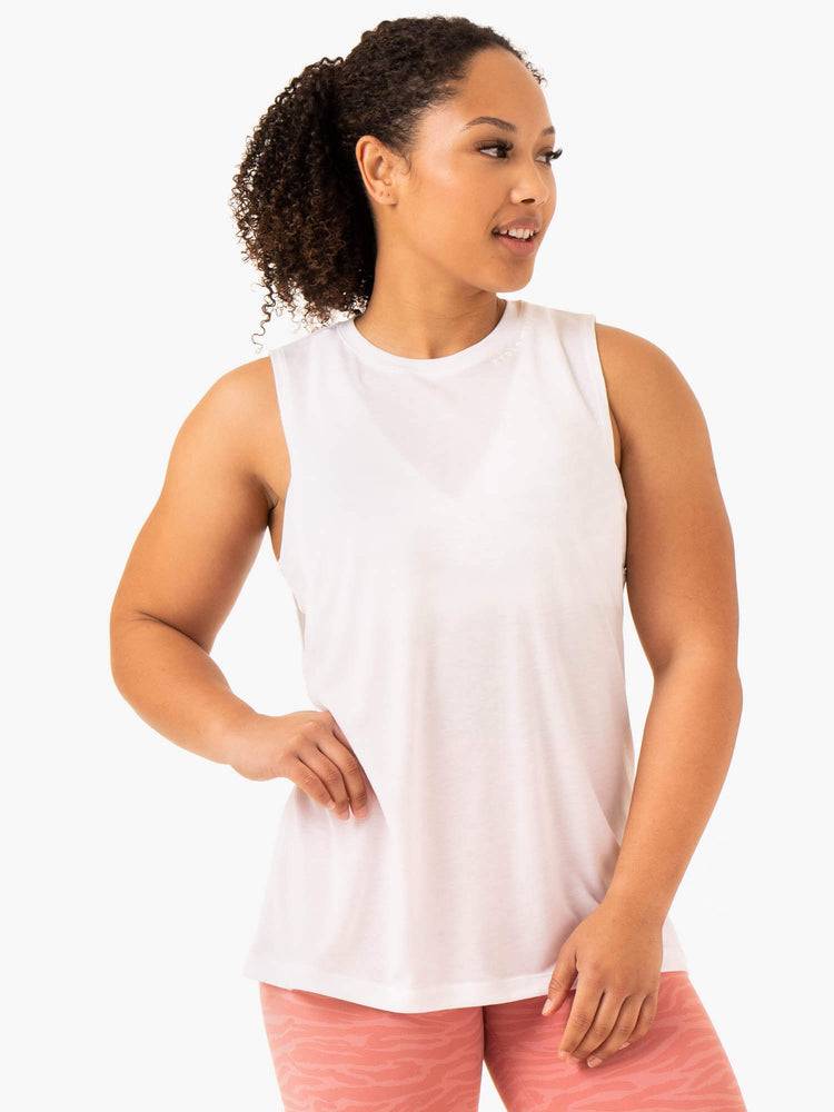 Podkoszulki Damskie Ryderwear Women Tanks Emerge Treningowe Białe | PL1316LH