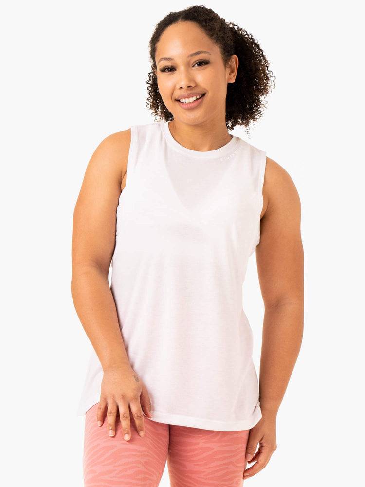 Podkoszulki Damskie Ryderwear Women Tanks Emerge Treningowe Białe | PL1316LH