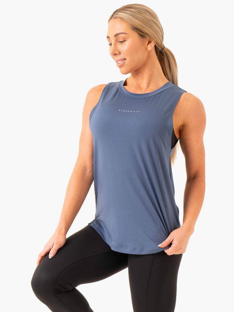 Podkoszulki Damskie Ryderwear Women Tanks Freedom Treningowe Szare Niebieskie | PL1318XF