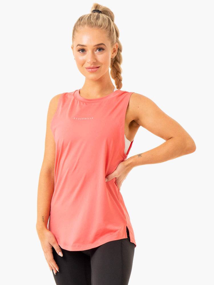 Podkoszulki Damskie Ryderwear Women Tanks Freedom Treningowe Koralowe | PL1335SO