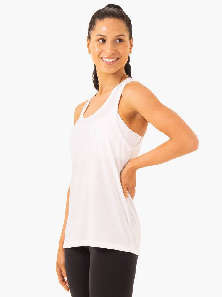 Podkoszulki Damskie Ryderwear Women Tanks Ease Relaxed Białe | PL1337FM