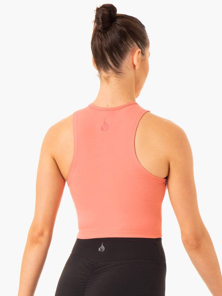 Podkoszulki Damskie Ryderwear Women Tanks Embody Zip Up Crop Różowe Różowe | PL1338GL