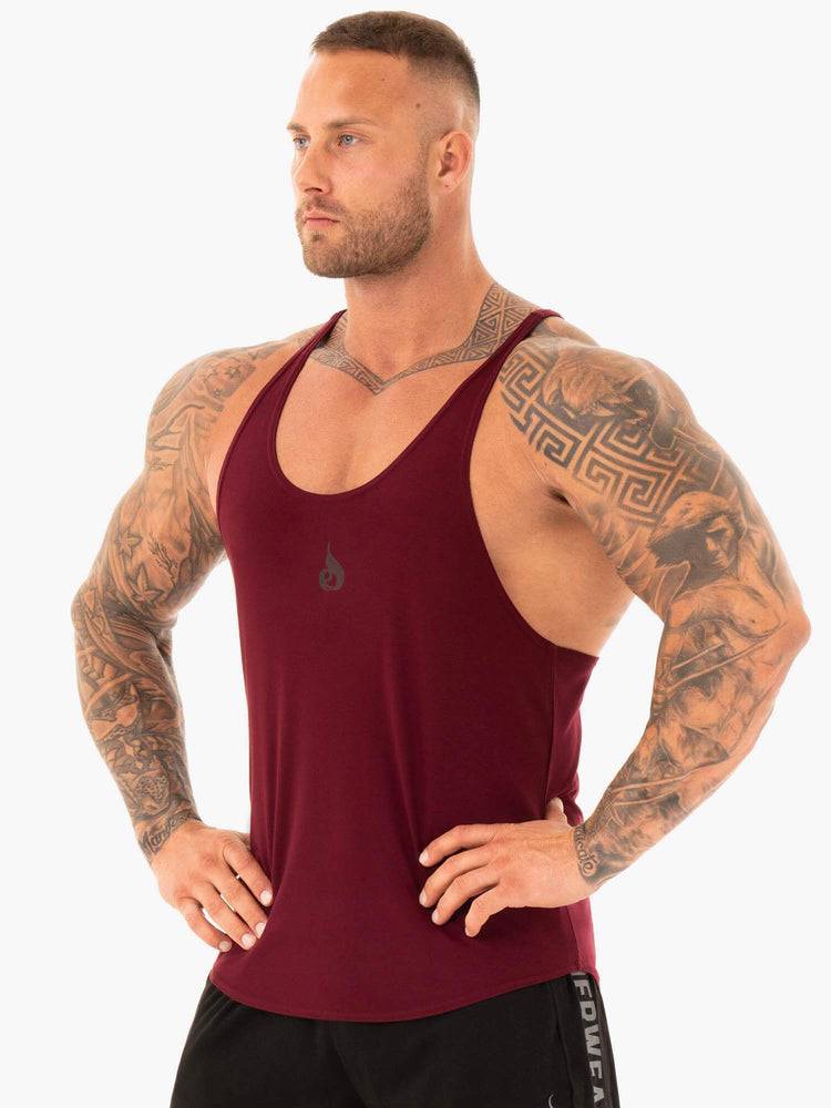 Podkoszulki Męskie Ryderwear Men Tanks Active Gym Stringers T-Back Bordowe | PL2656QZ