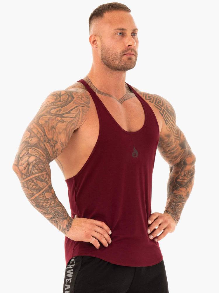 Podkoszulki Męskie Ryderwear Men Tanks Active Gym Stringers T-Back Bordowe | PL2656QZ