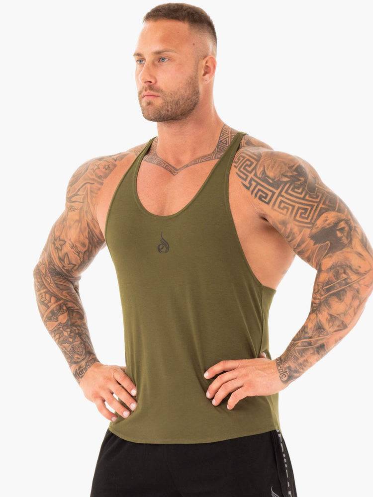 Podkoszulki Męskie Ryderwear Men Tanks Active Gym Stringers T-Back Khaki | PL2657MA