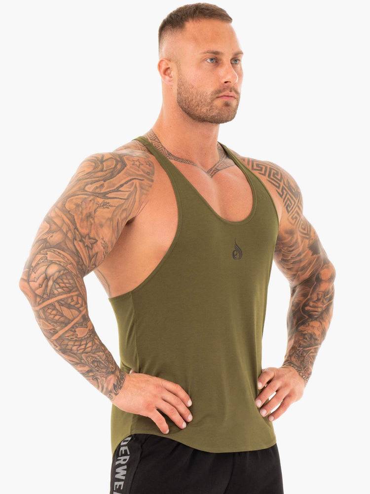 Podkoszulki Męskie Ryderwear Men Tanks Active Gym Stringers T-Back Khaki | PL2657MA