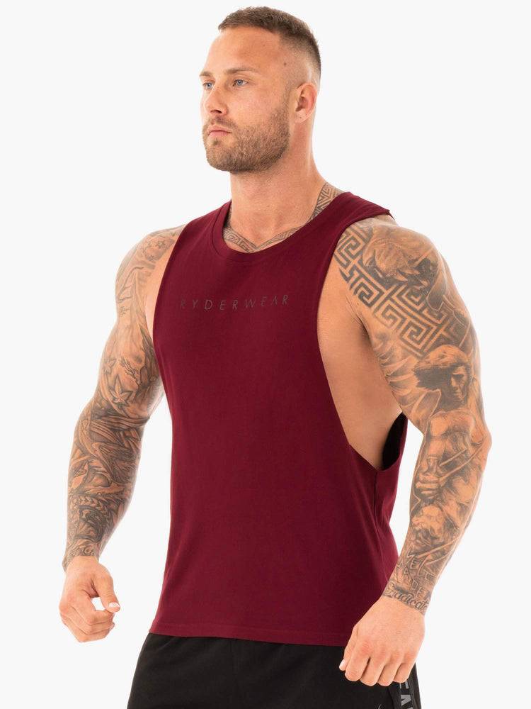 Podkoszulki Męskie Ryderwear Men Tanks Active Bawełniane Baller Tank Bordowe | PL3094GL