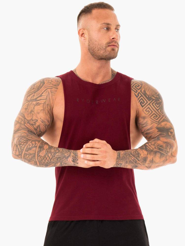 Podkoszulki Męskie Ryderwear Men Tanks Active Bawełniane Baller Tank Bordowe | PL3094GL