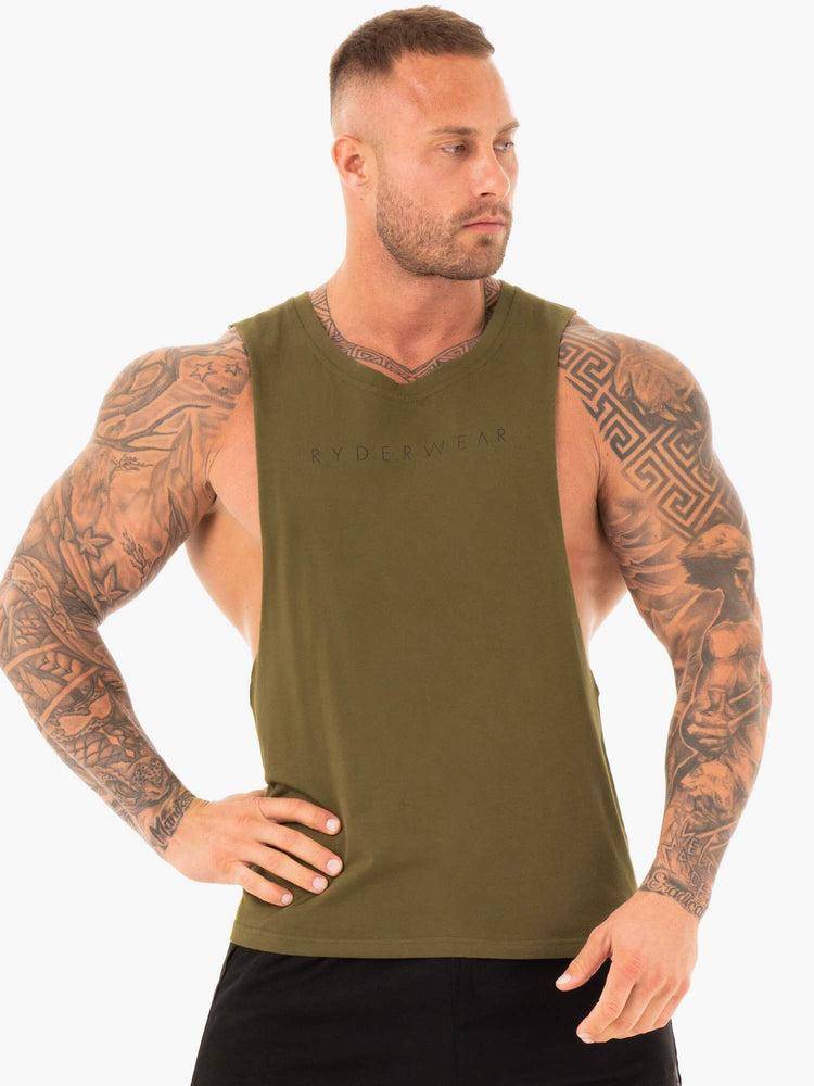 Podkoszulki Męskie Ryderwear Men Tanks Active Bawełniane Baller Tank Khaki | PL3095FM