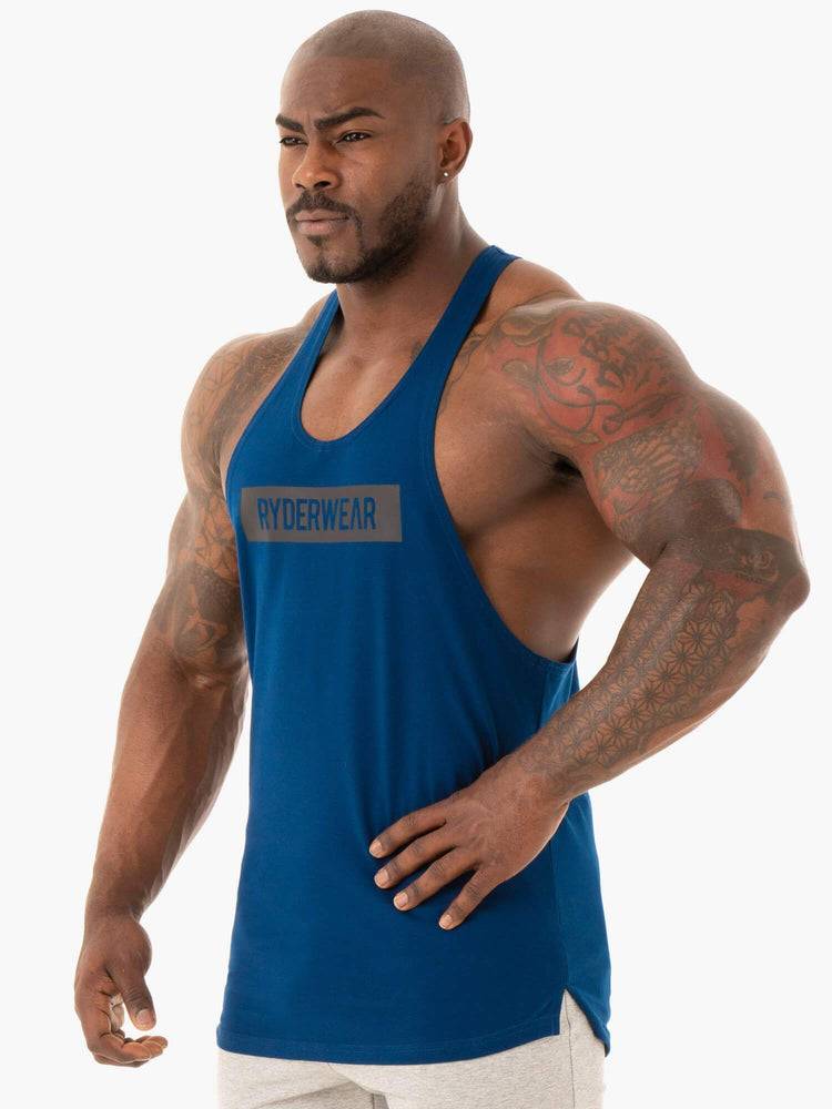 Podkoszulki Męskie Ryderwear Men Tanks Base Gym Stringers T-Back Granatowe | PL2648OR