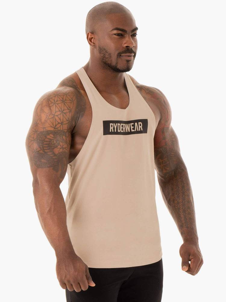 Podkoszulki Męskie Ryderwear Men Tanks Base Gym Stringers T-Back Brązowe | PL2650UT