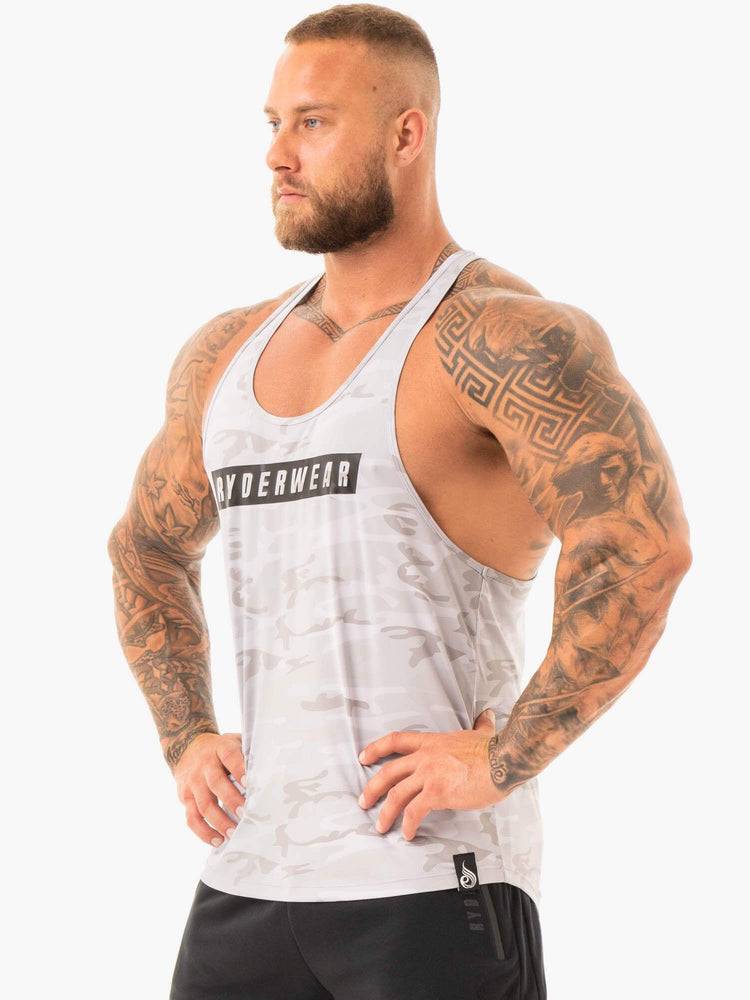 Podkoszulki Męskie Ryderwear Men Tanks Combat Gym Stringers Szare Camo | PL2643FM