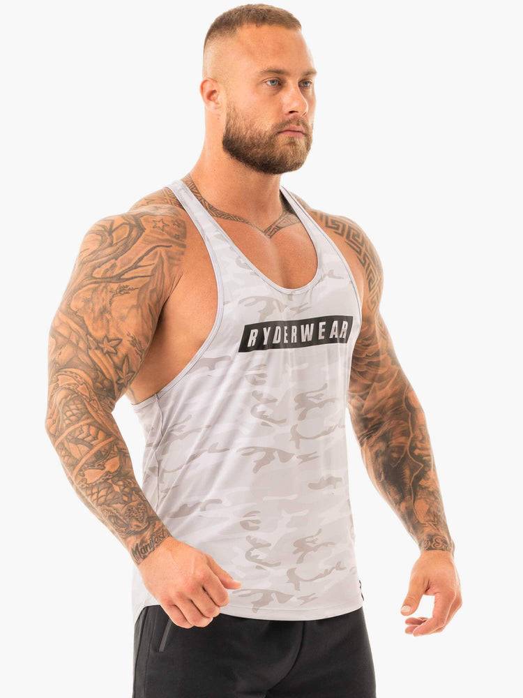 Podkoszulki Męskie Ryderwear Men Tanks Combat Gym Stringers Szare Camo | PL2643FM