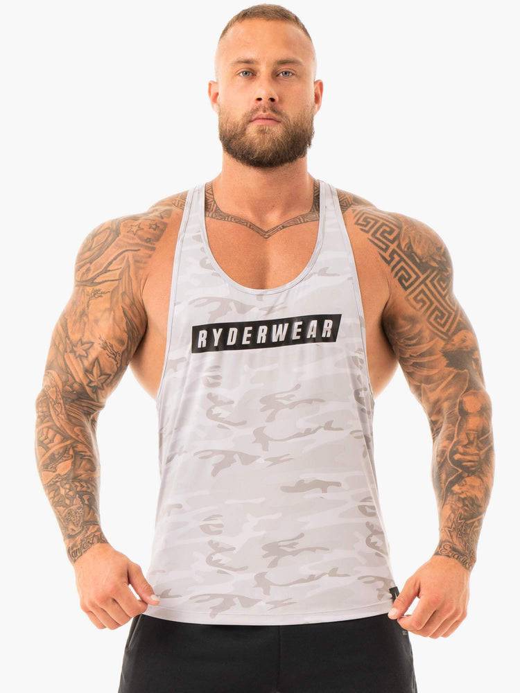 Podkoszulki Męskie Ryderwear Men Tanks Combat Gym Stringers Szare Camo | PL2643FM