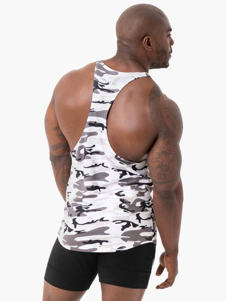 Podkoszulki Męskie Ryderwear Men Tanks Camo Tech Mesh Gym Stringers T-Back Białe Camo | PL2644DN