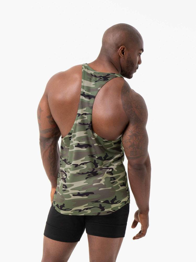 Podkoszulki Męskie Ryderwear Men Tanks Camo Tech Mesh Gym Stringers T-Back Khaki Camo | PL2645SO