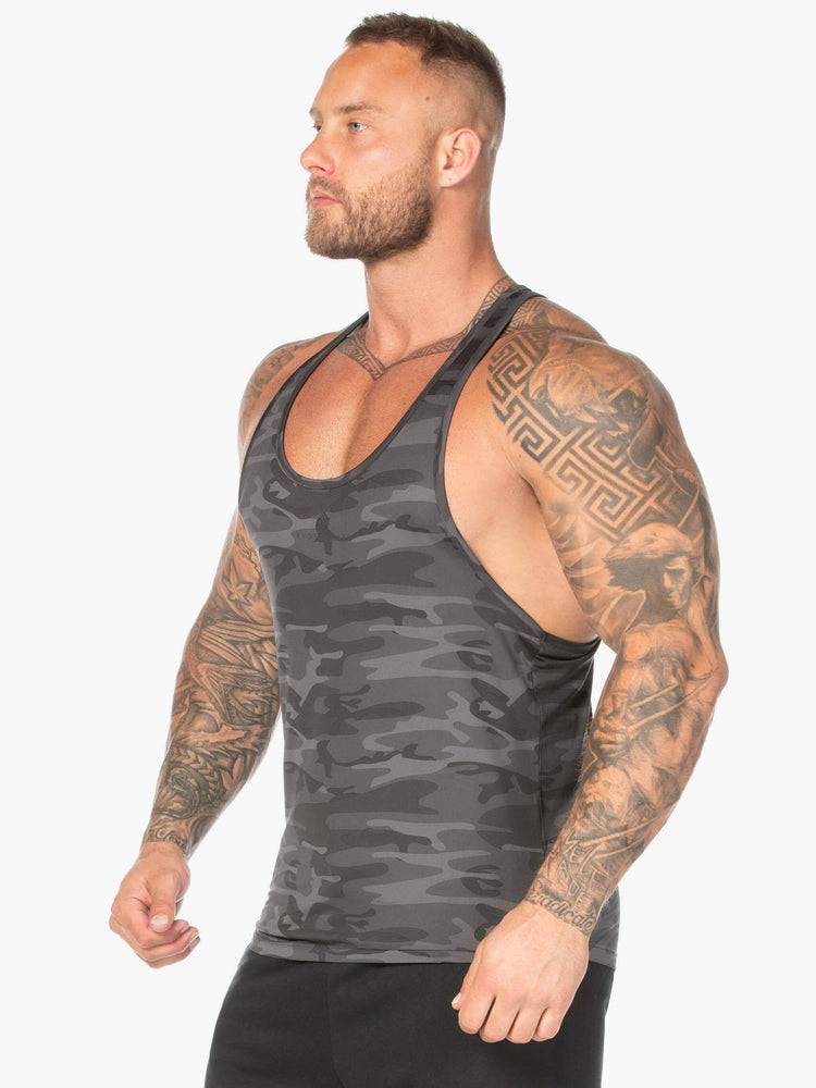 Podkoszulki Męskie Ryderwear Men Tanks Camo Gym Stringers T-Back Czarne Camo | PL2646AP