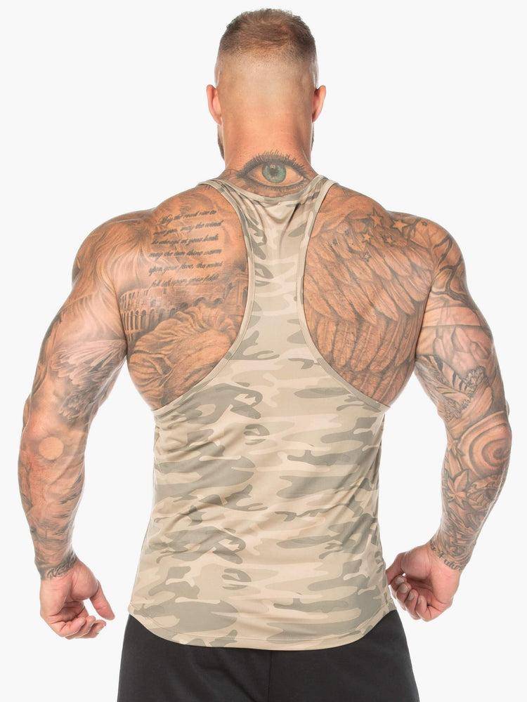 Podkoszulki Męskie Ryderwear Men Tanks Camo Gym Stringers T-Back Brązowe Camo | PL2647PQ