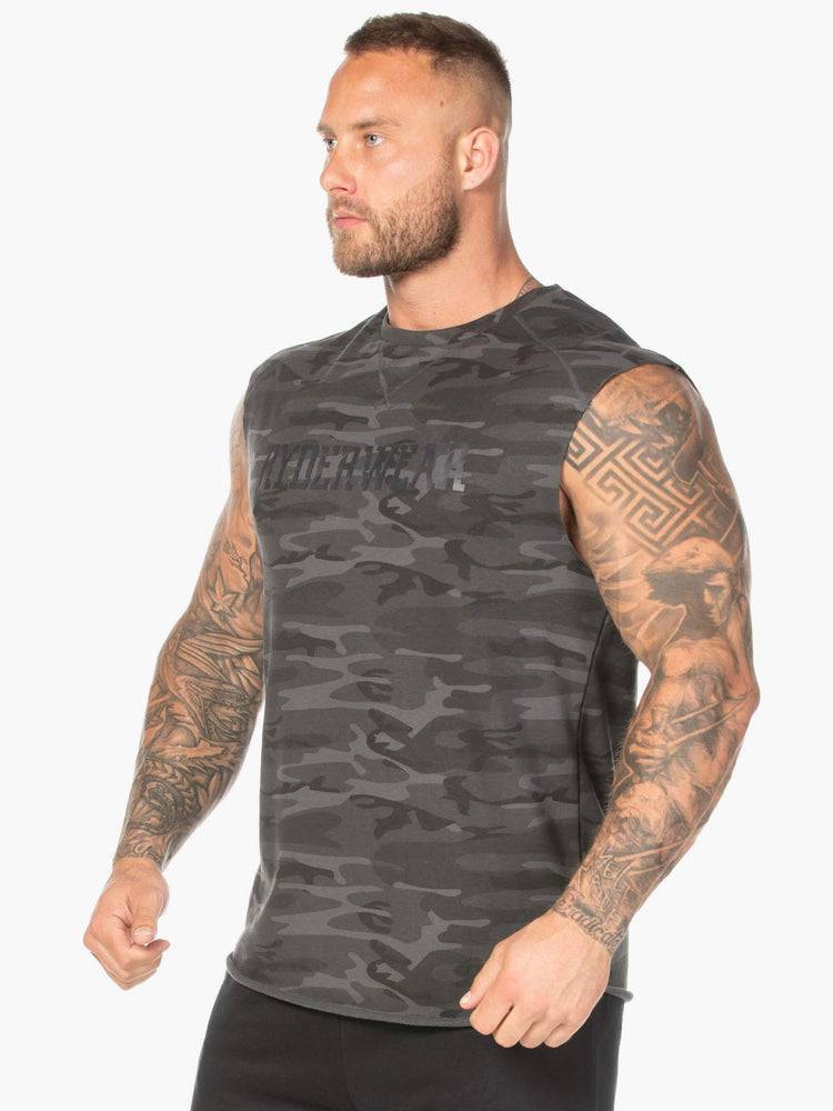 Podkoszulki Męskie Ryderwear Men Tanks Camo Fleece Tank Czarne Camo | PL3080EX