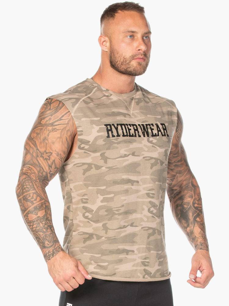 Podkoszulki Męskie Ryderwear Men Tanks Camo Fleece Tank Brązowe Camo | PL3081WY