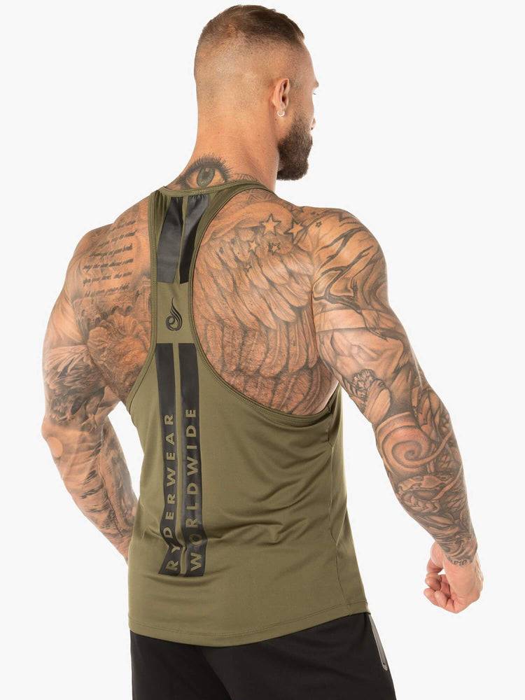 Podkoszulki Męskie Ryderwear Men Tanks Evo T-Back Stringer Tank Khaki | PL3054AP