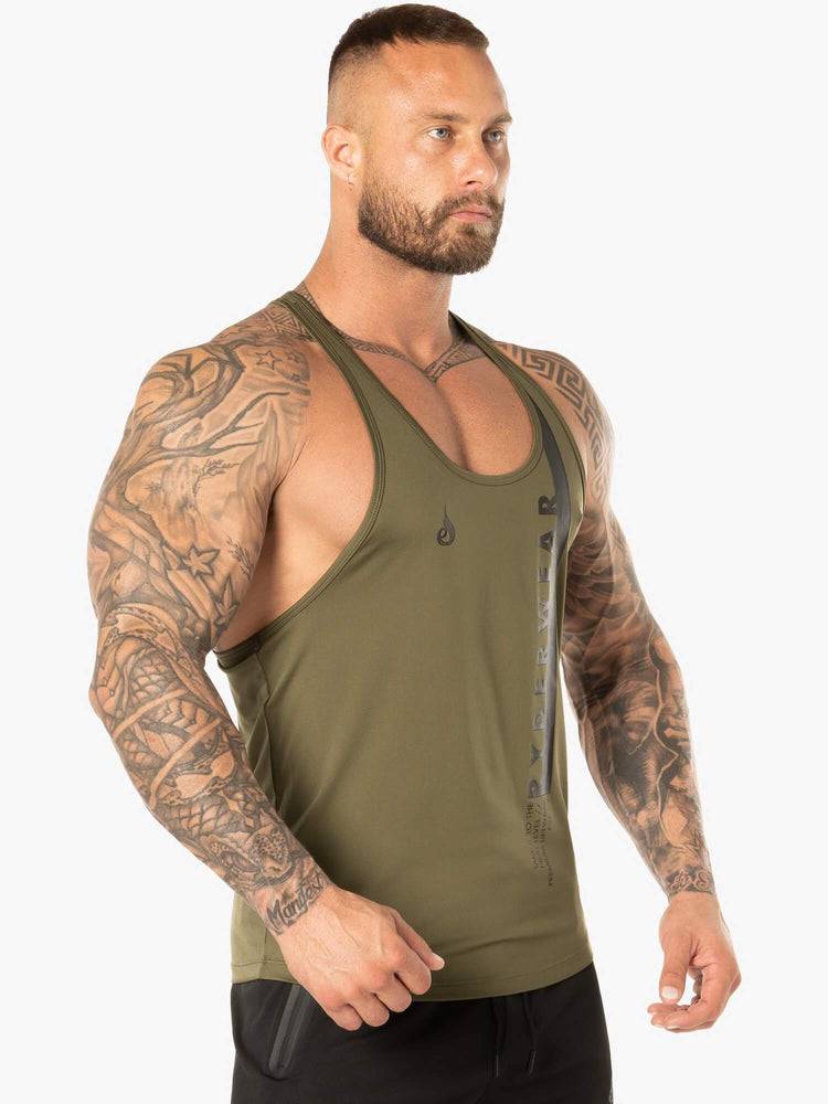 Podkoszulki Męskie Ryderwear Men Tanks Evo T-Back Stringer Tank Khaki | PL3054AP