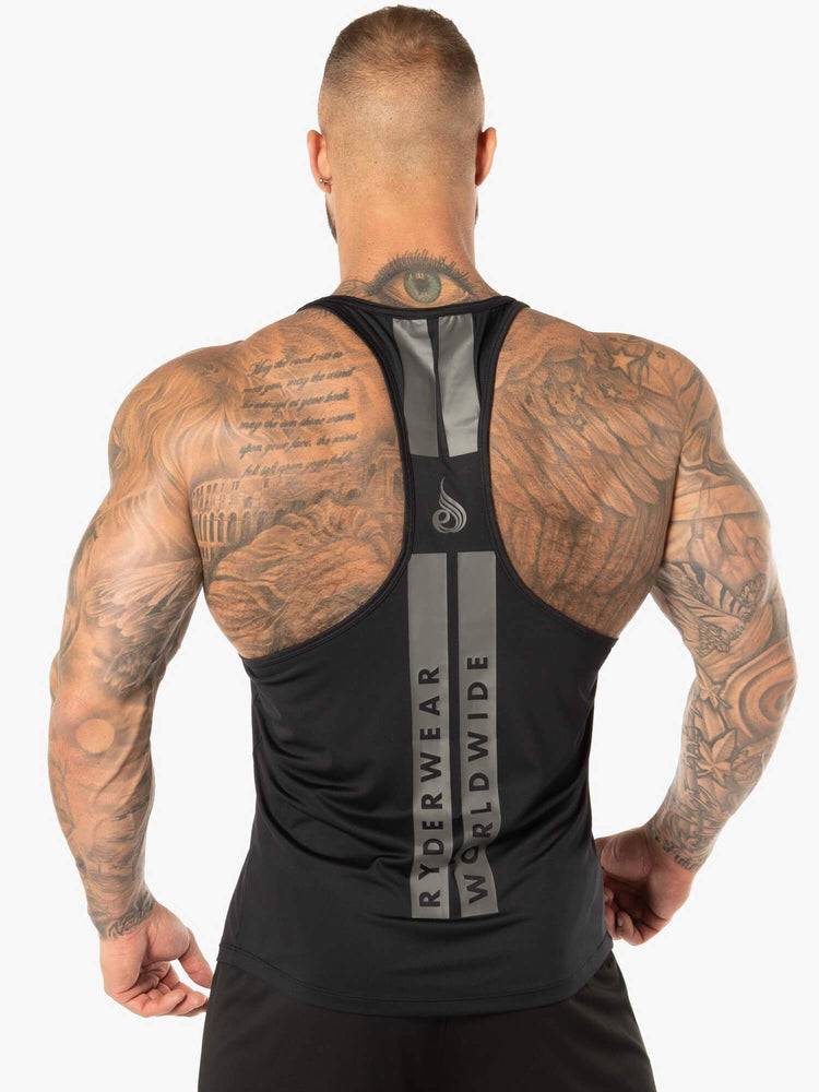 Podkoszulki Męskie Ryderwear Men Tanks Evo T-Back Stringer Tank Czarne | PL3055PQ