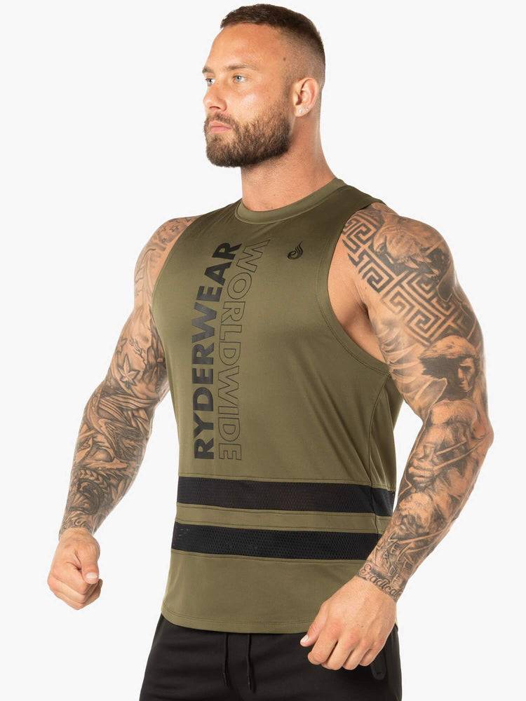 Podkoszulki Męskie Ryderwear Men Tanks Evo Mesh Baller Tank Khaki | PL3057IS