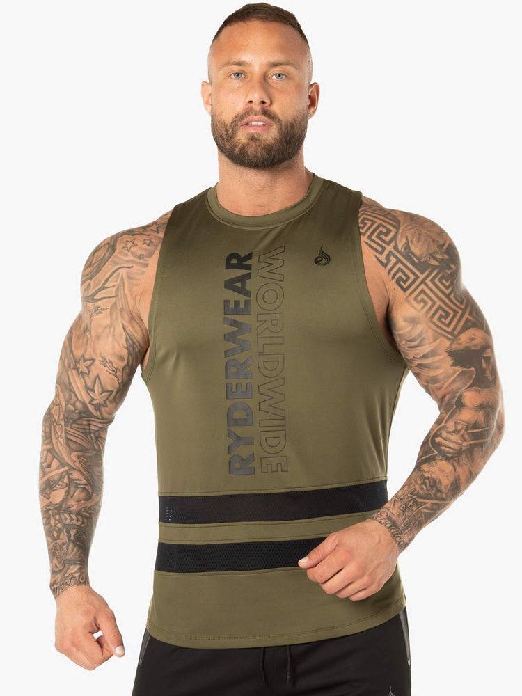 Podkoszulki Męskie Ryderwear Men Tanks Evo Mesh Baller Tank Khaki | PL3057IS