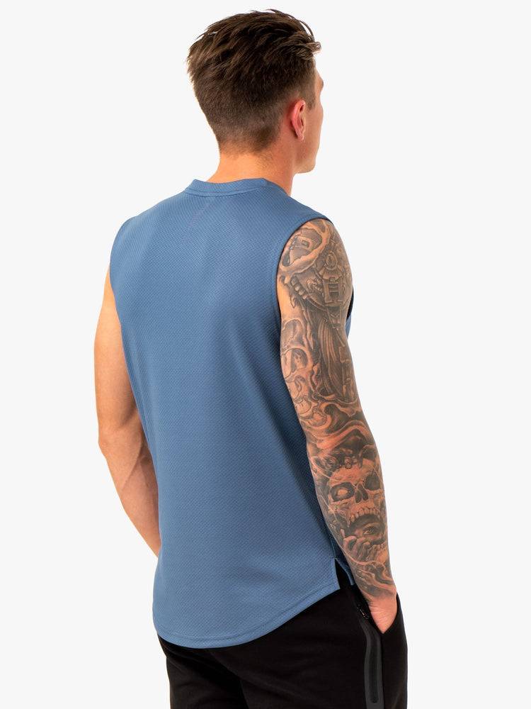 Podkoszulki Męskie Ryderwear Men Tanks Enhance Muscle Tank Niebieskie | PL3062EX