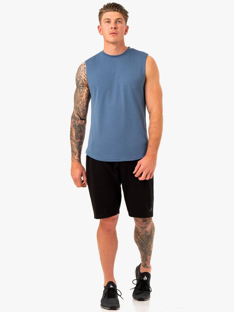 Podkoszulki Męskie Ryderwear Men Tanks Enhance Muscle Tank Niebieskie | PL3062EX