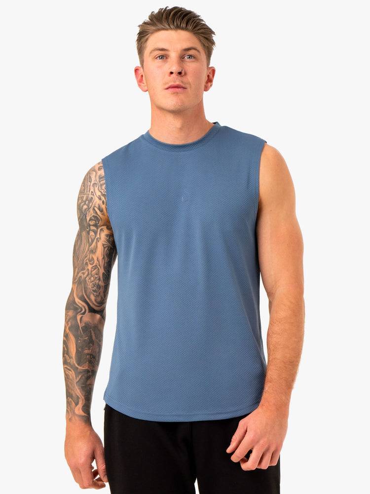 Podkoszulki Męskie Ryderwear Men Tanks Enhance Muscle Tank Niebieskie | PL3062EX