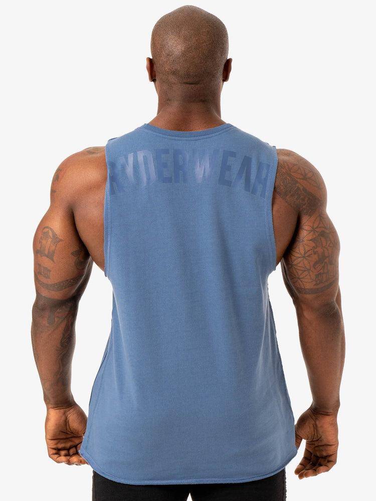 Podkoszulki Męskie Ryderwear Men Tanks Force Fleece Tank Niebieskie | PL3037QZ