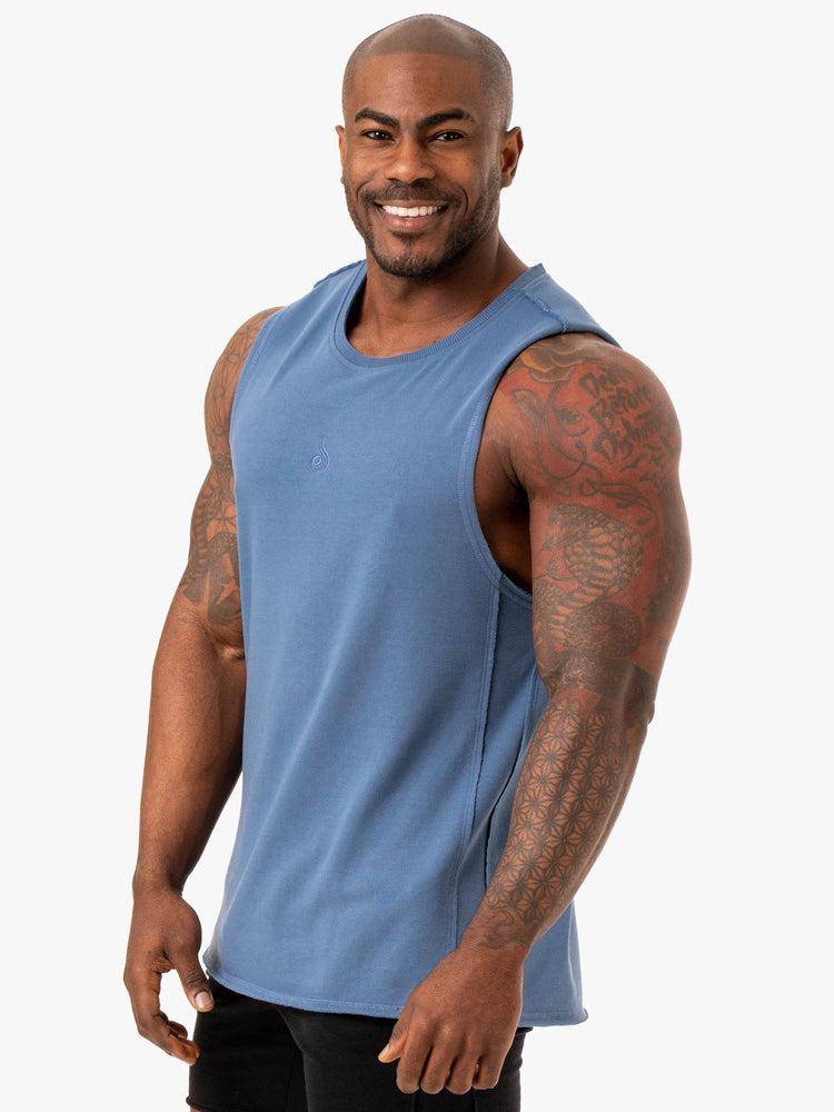 Podkoszulki Męskie Ryderwear Men Tanks Force Fleece Tank Niebieskie | PL3037QZ